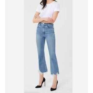 3x1 Empire Crop Flare Raw Hem High Waist Jeans Easton Wash (27)
